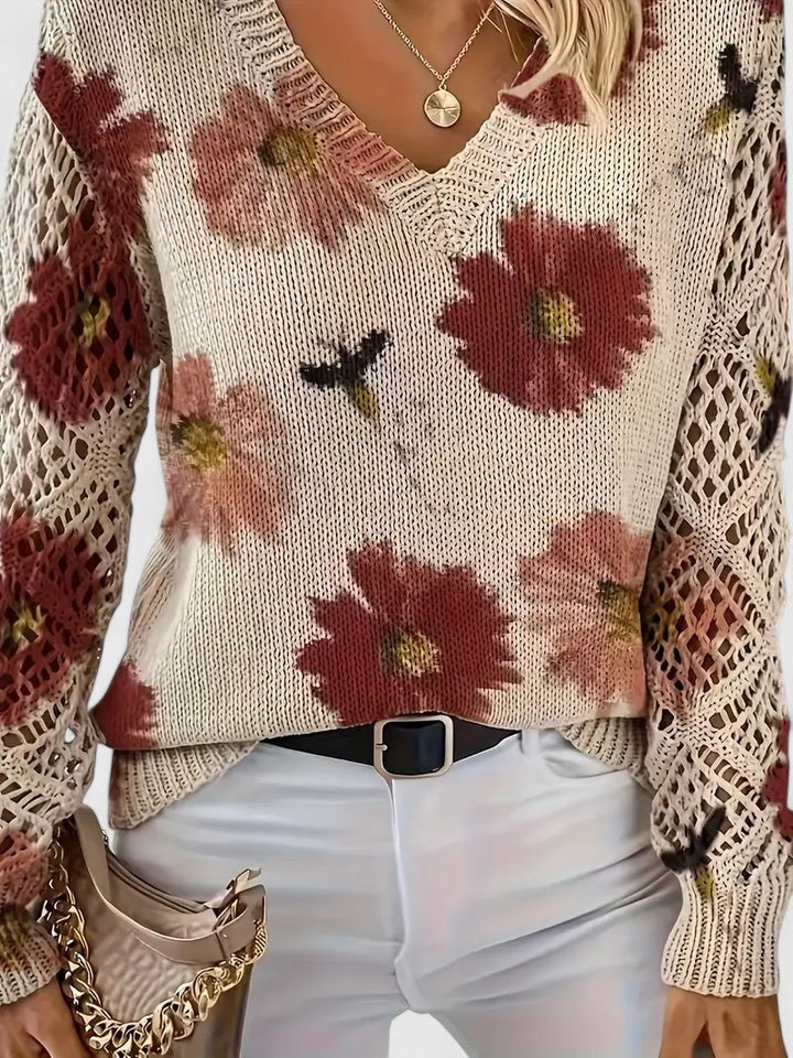 Aurélie | Pull Élégant à Motif Floral