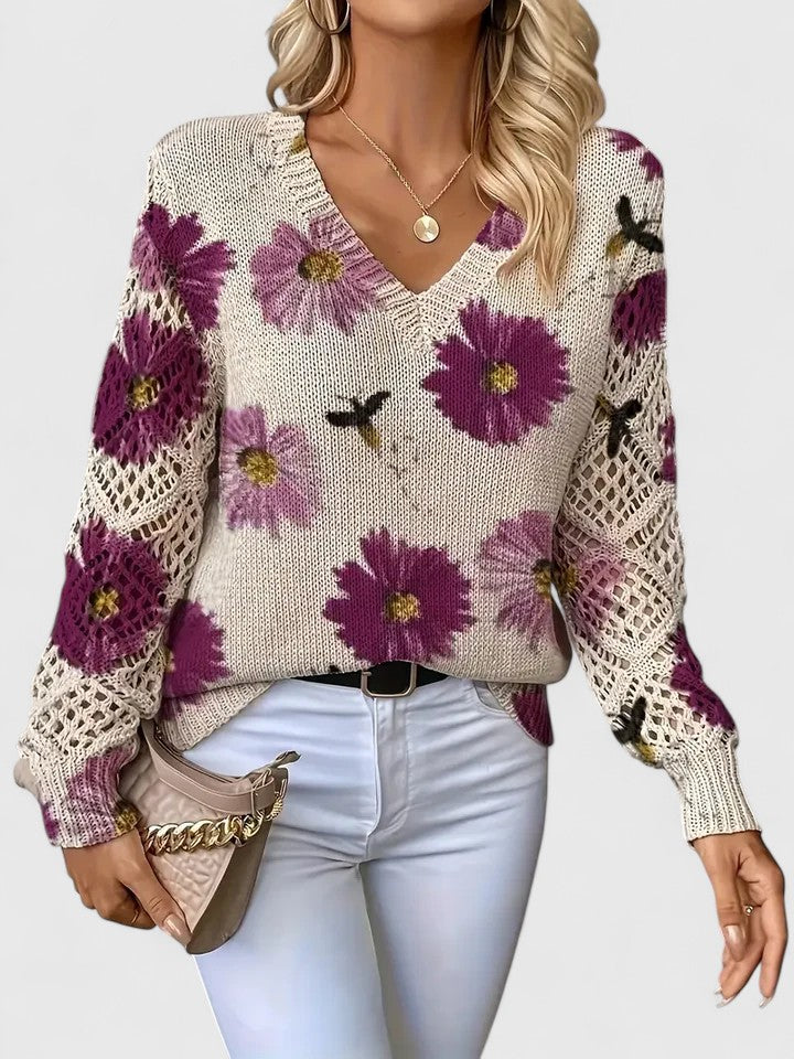 Aurélie | Pull Élégant à Motif Floral