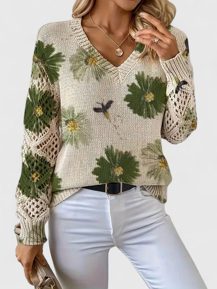 Aurélie | Pull Élégant à Motif Floral
