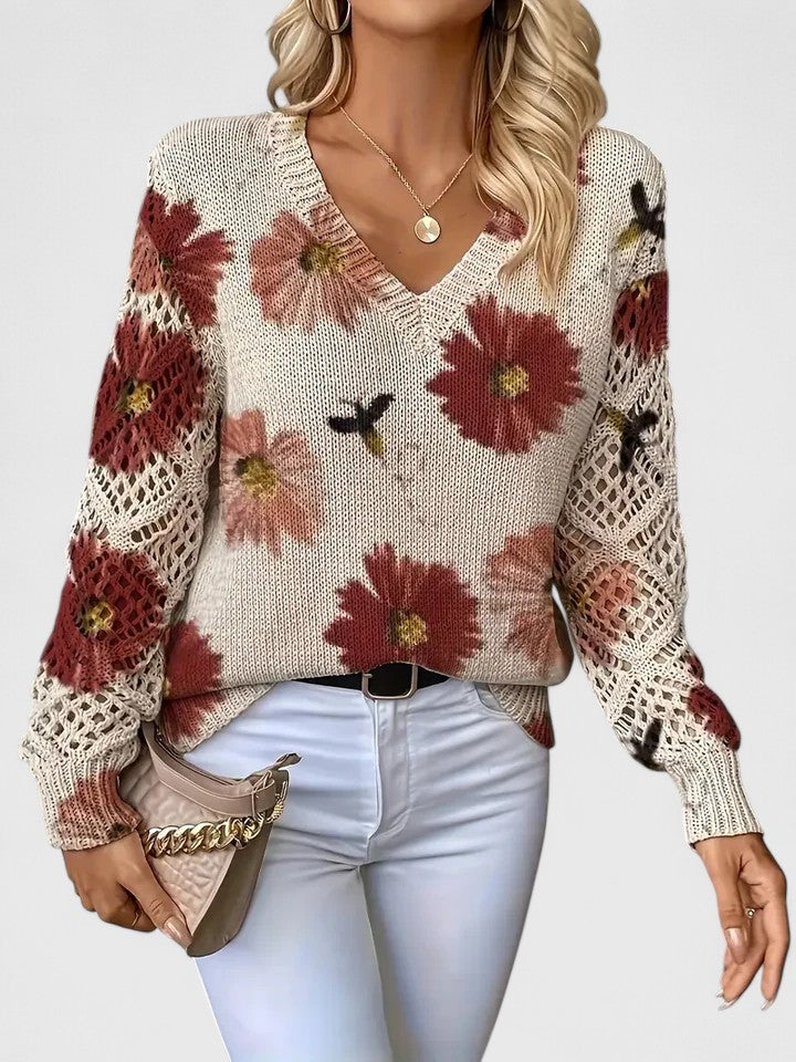 Aurélie | Pull Élégant à Motif Floral