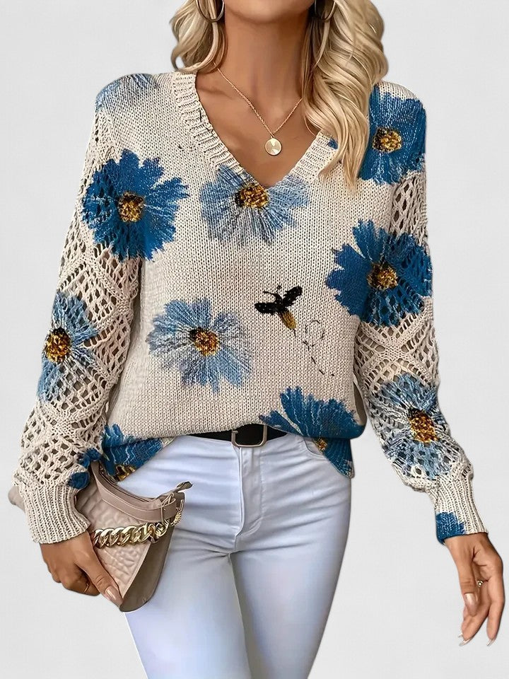Aurélie | Pull Élégant à Motif Floral