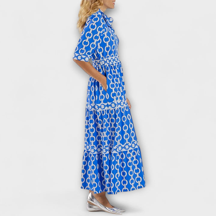 Sophia - Robe Midi avec Motif Chaîne