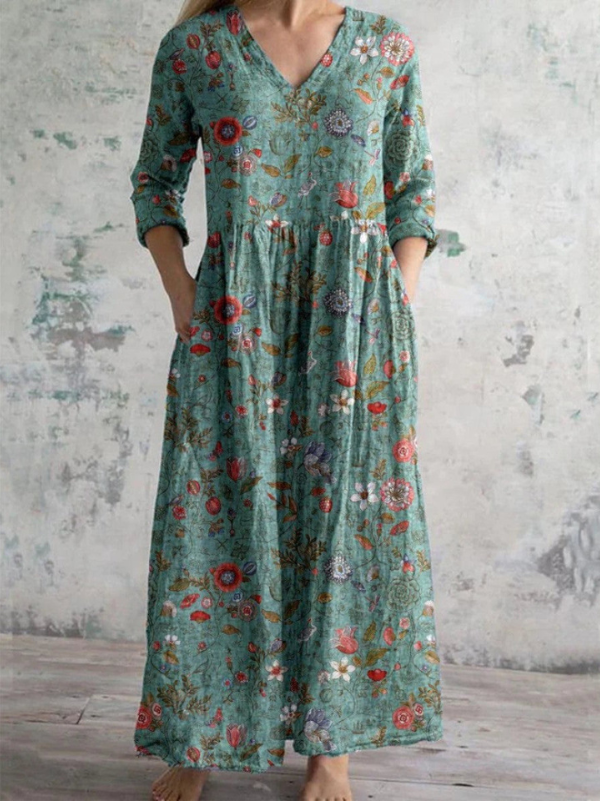 Élodie | Robe longue à imprimé fleuri vintage