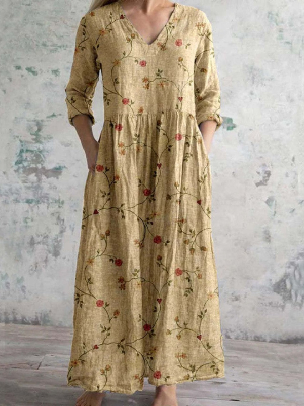 Élodie | Robe longue à imprimé fleuri vintage