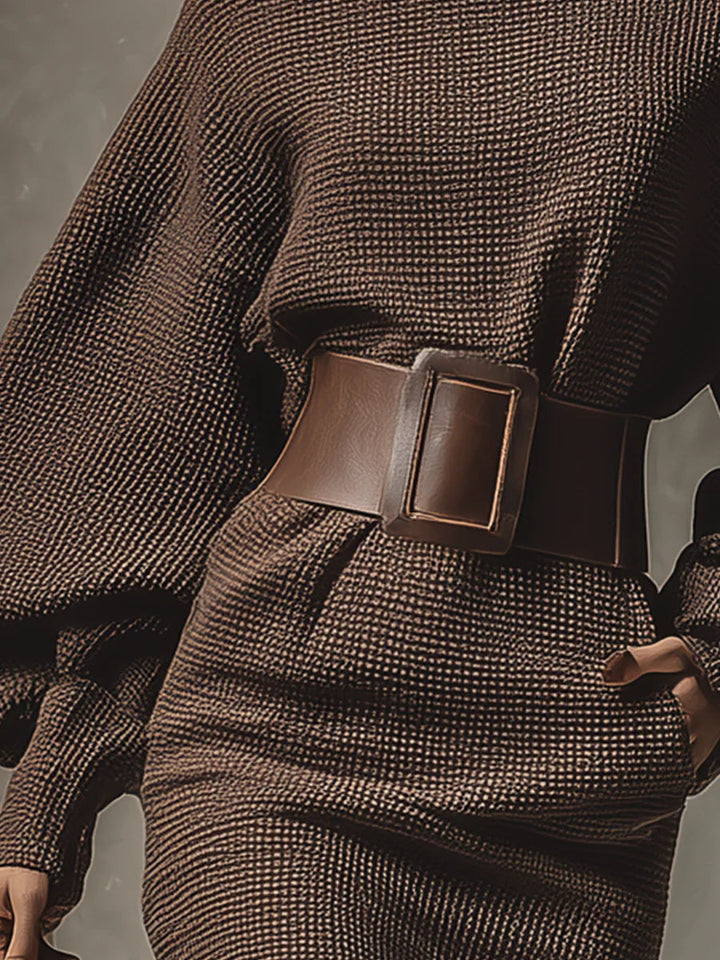 Eliya | Robe maillée courte avec ceinture structurée