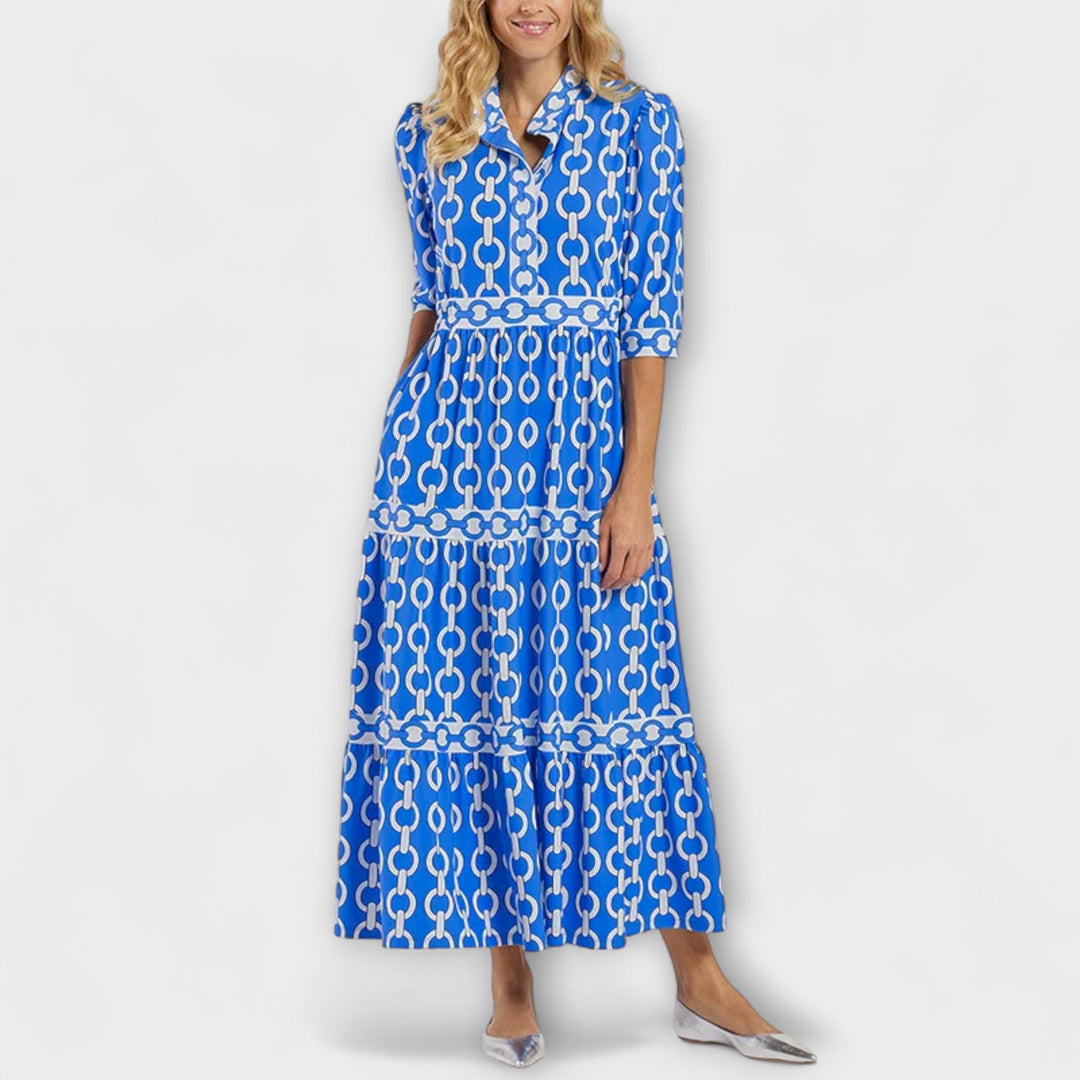 Sophia - Robe Midi avec Motif Chaîne