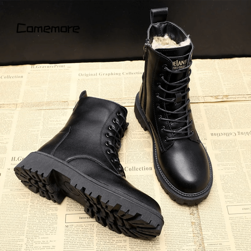 Léonie™ | Bottes Élégantes en Cuir Noir