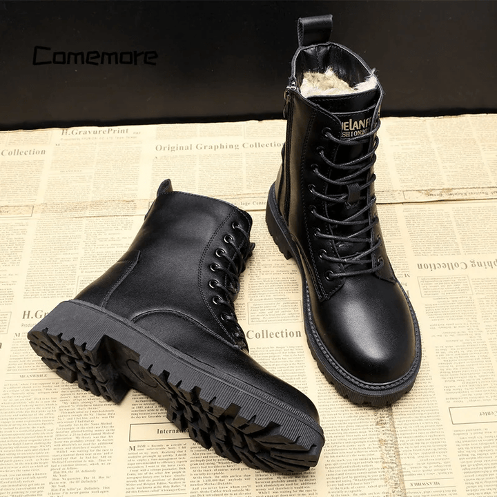 Léonie™ | Bottes Élégantes en Cuir Noir