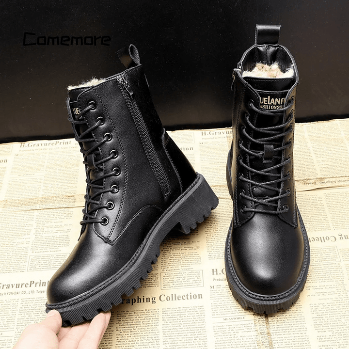 Léonie™ | Bottes Élégantes en Cuir Noir