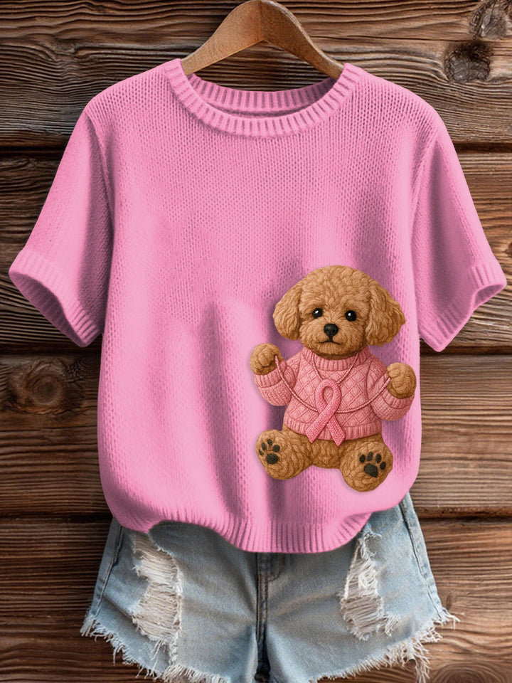 Pull Femme Rose Imprimé Sensibilisation Au Cancer Du Sein