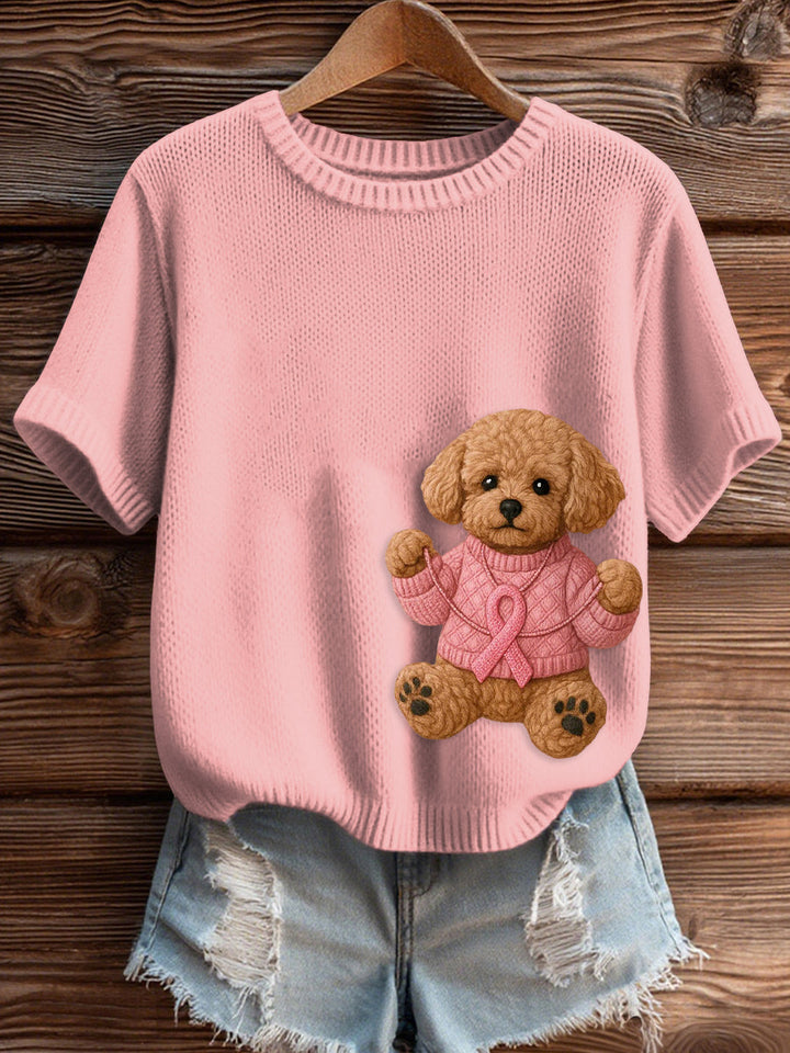 Pull Femme Rose Imprimé Sensibilisation Au Cancer Du Sein