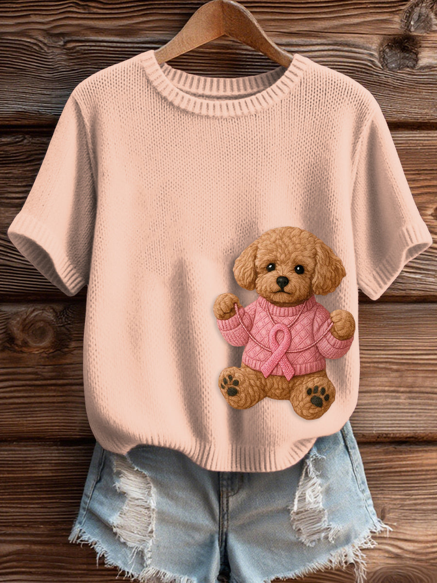 Pull Femme Rose Imprimé Sensibilisation Au Cancer Du Sein