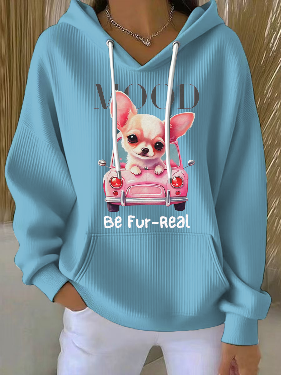 Sweat à capuche imprimé Chihuahua pour femme