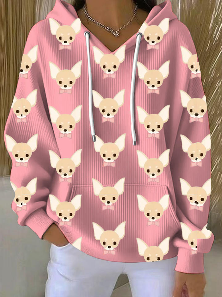 Sweat à capuche imprimé Chihuahua pour femme